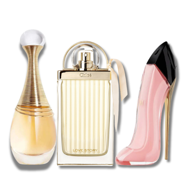 3 Parfums Dior J'ADORE, Chloé LOVE STORY y Carolina Herrera GOOD GIRL BLUSH EAU DE PARFUM 100ML