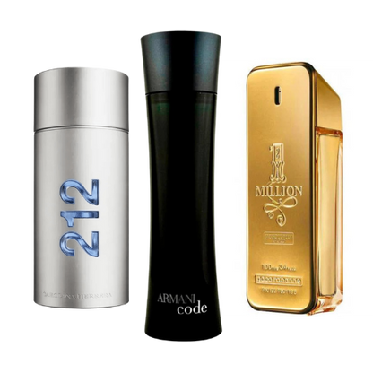 Paket mit 3 Parfums: 212 Men NYC, Paco Rabanne One Million, Armani Code Homme (Eau de Parfum)