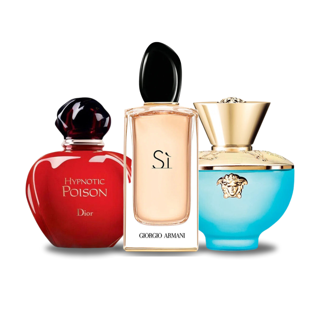 Paket mit 3 Parfums: Dior HYPNOTIC POISON, Giorgio Armani SÌ, Versace DYLAN TURQUOISE (Eau de Parfum)