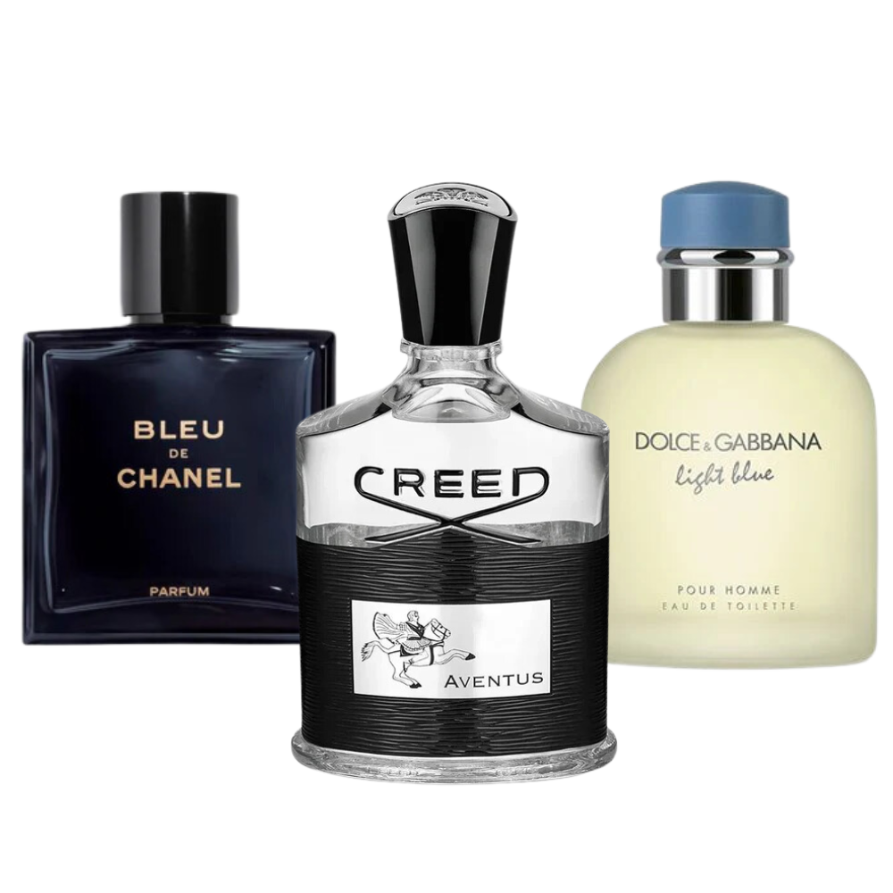 3 Parfums Bleu de Chanel, Creed Aventus, Dolce Gabbana Light Blue (Eau Parfum)